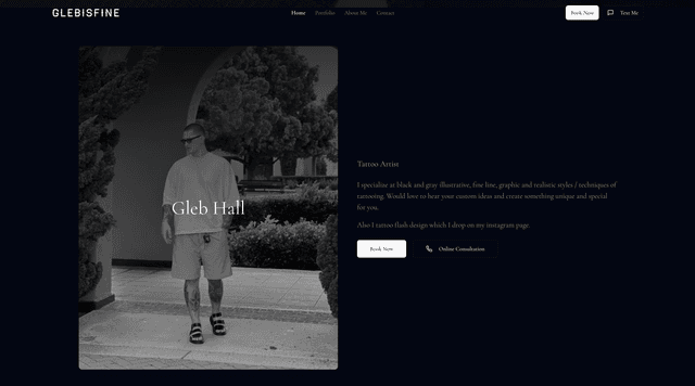 Glebisfine tattoo website preview